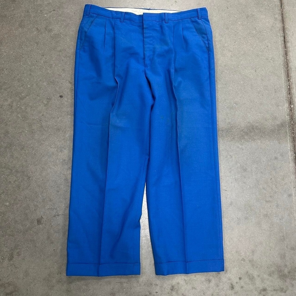 Lanvin blue pleated 100% wool dress pant trousers Size 38x28